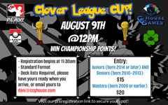 JUNIORS & SENIORS Entry - Clover League Cup Saturday 8/9 @12pm